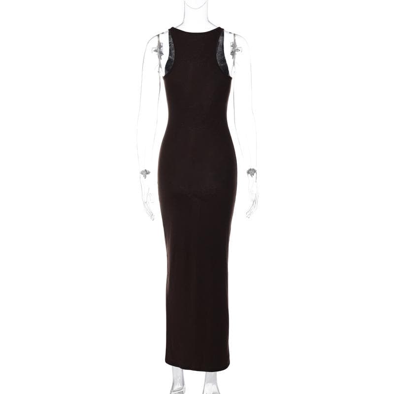 Scoop Neck Sleeveless Column Bodycon Maxi Dress