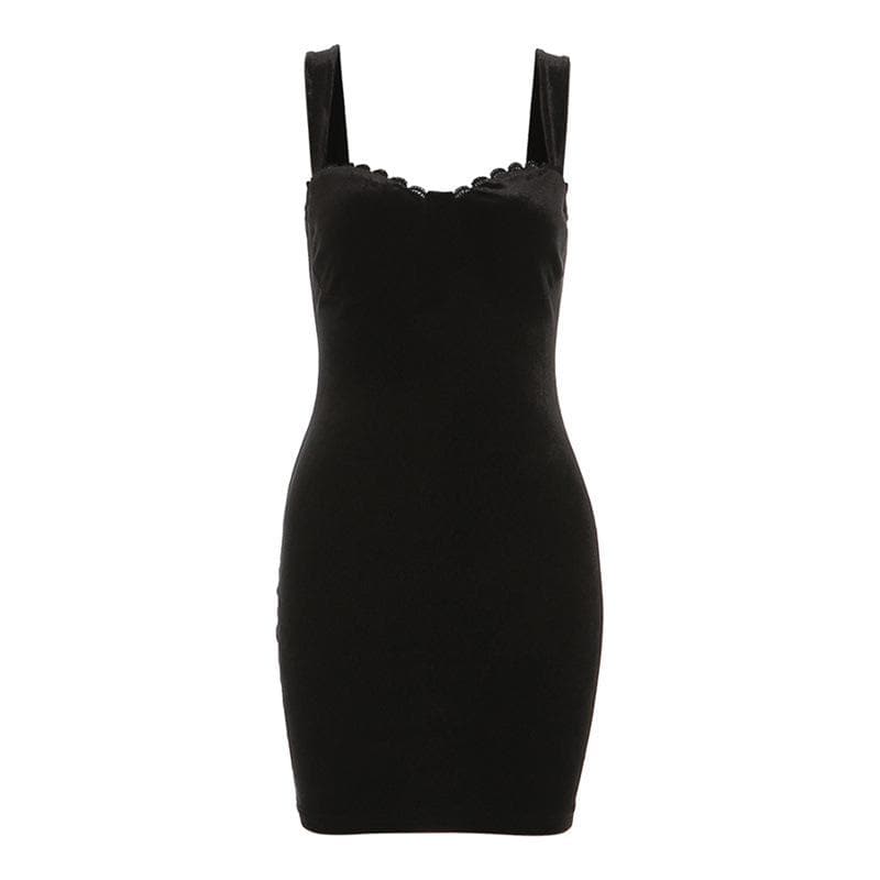 Velvet Sweetheart Neck Lace Trim Bustier Mini Dress