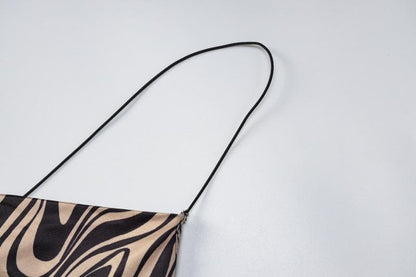 Marble Print Spaghetti Strap Cowl Neck Slit Midi Dress