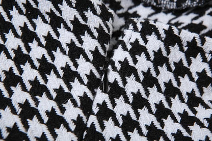 Square Neck Sleeveless Houndstooth Fit and Flare Mini Dress