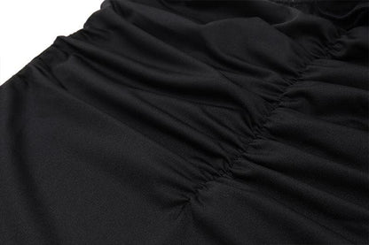 Flower Applique One Shoulder Ruched Maxi Dress