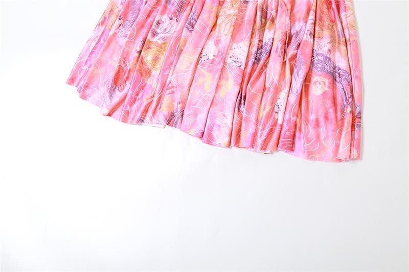 Strapless Floral Print Lace-Up Back Maxi Dress