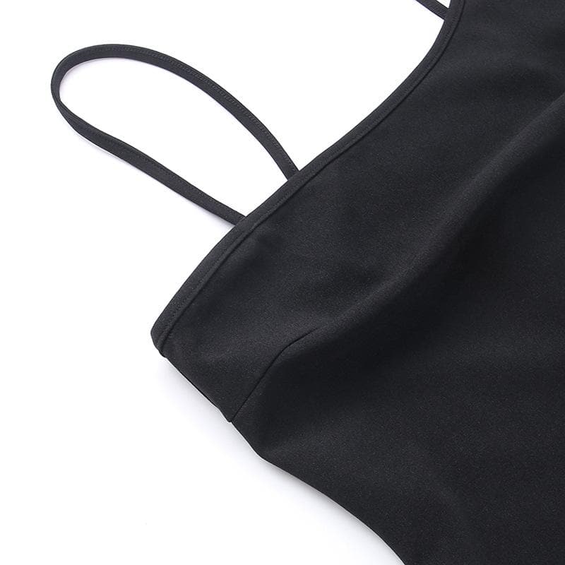 Zip Front Asymmetric Spaghetti Strap Side Slit Bodycon Midi Dress