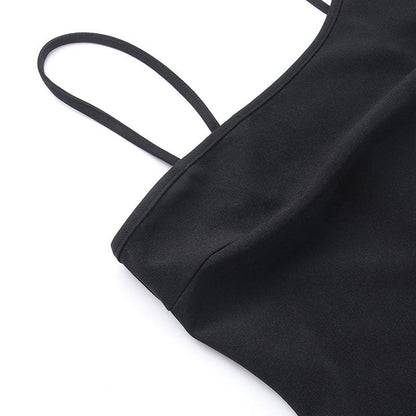Zip Front Asymmetric Spaghetti Strap Side Slit Bodycon Midi Dress