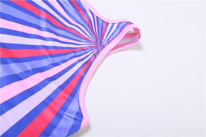 Sunburst Stripe Cut In Sleeveless Bodycon Maxi Dress