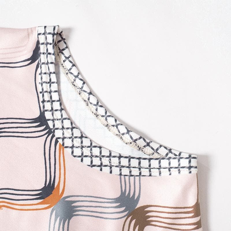 Mock Neck Long Sleeve Geometric Print Bodycon Mini Dress