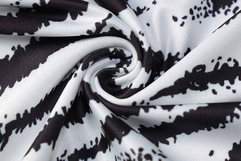 Zebra Print Cowl Neck Spaghetti Strap Backless Slit Bodycon Midi Dress