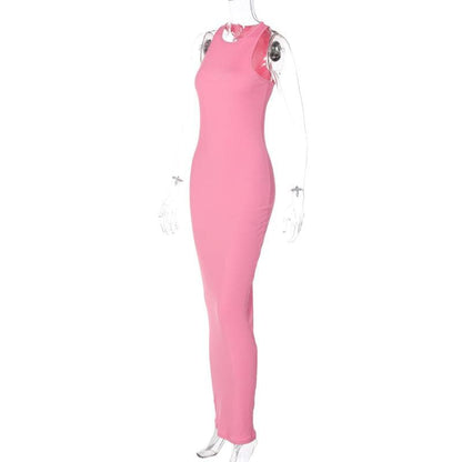 Sleeveless Crew Neck Bodycon Tank Maxi Dress