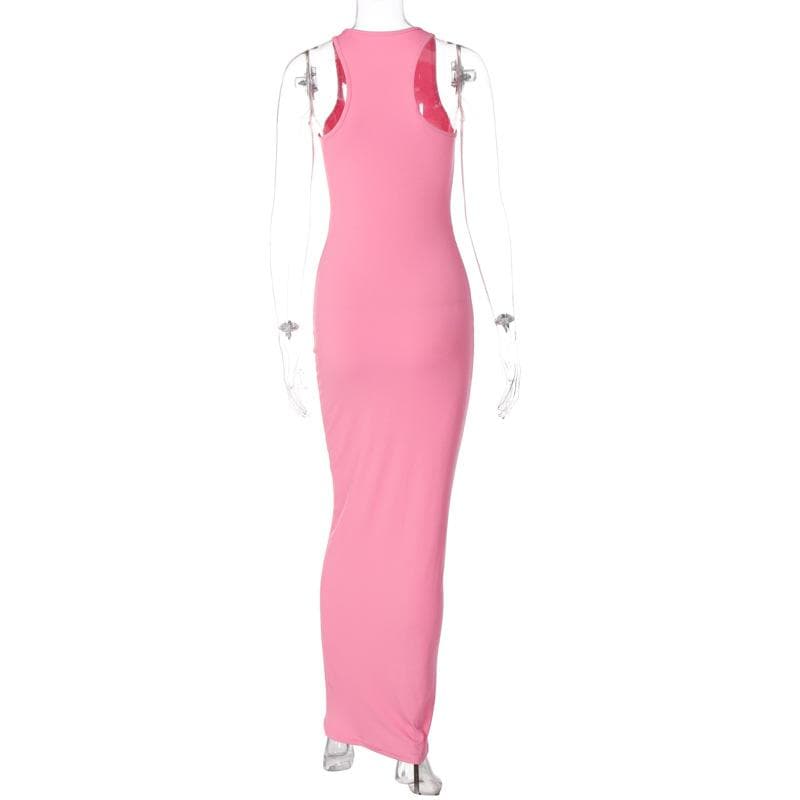 Sleeveless Crew Neck Bodycon Tank Maxi Dress
