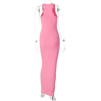 Sleeveless Crew Neck Bodycon Tank Maxi Dress