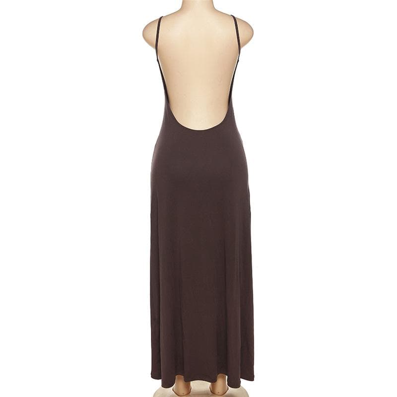 Sweetheart Neck Spaghetti Strap Center Cutout Gathered Waist Maxi Dress
