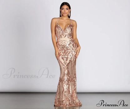 Julieanne Formal Stylish Sequin Scroll Dress