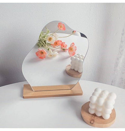 Minimalist Mirror Wooden Base