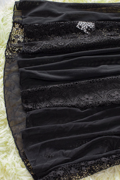 Floral Lace Panel V Neck Spaghetti Strap Chemise Babydoll Dress