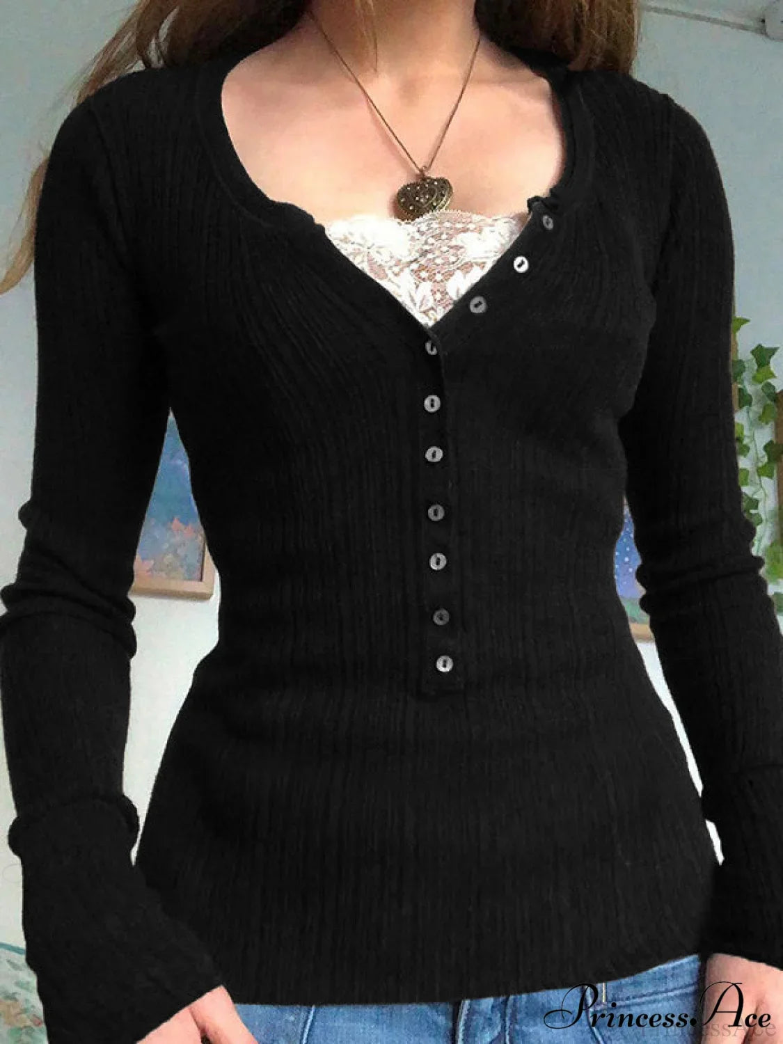 Lace Paneled Graceful Brown Tank Top