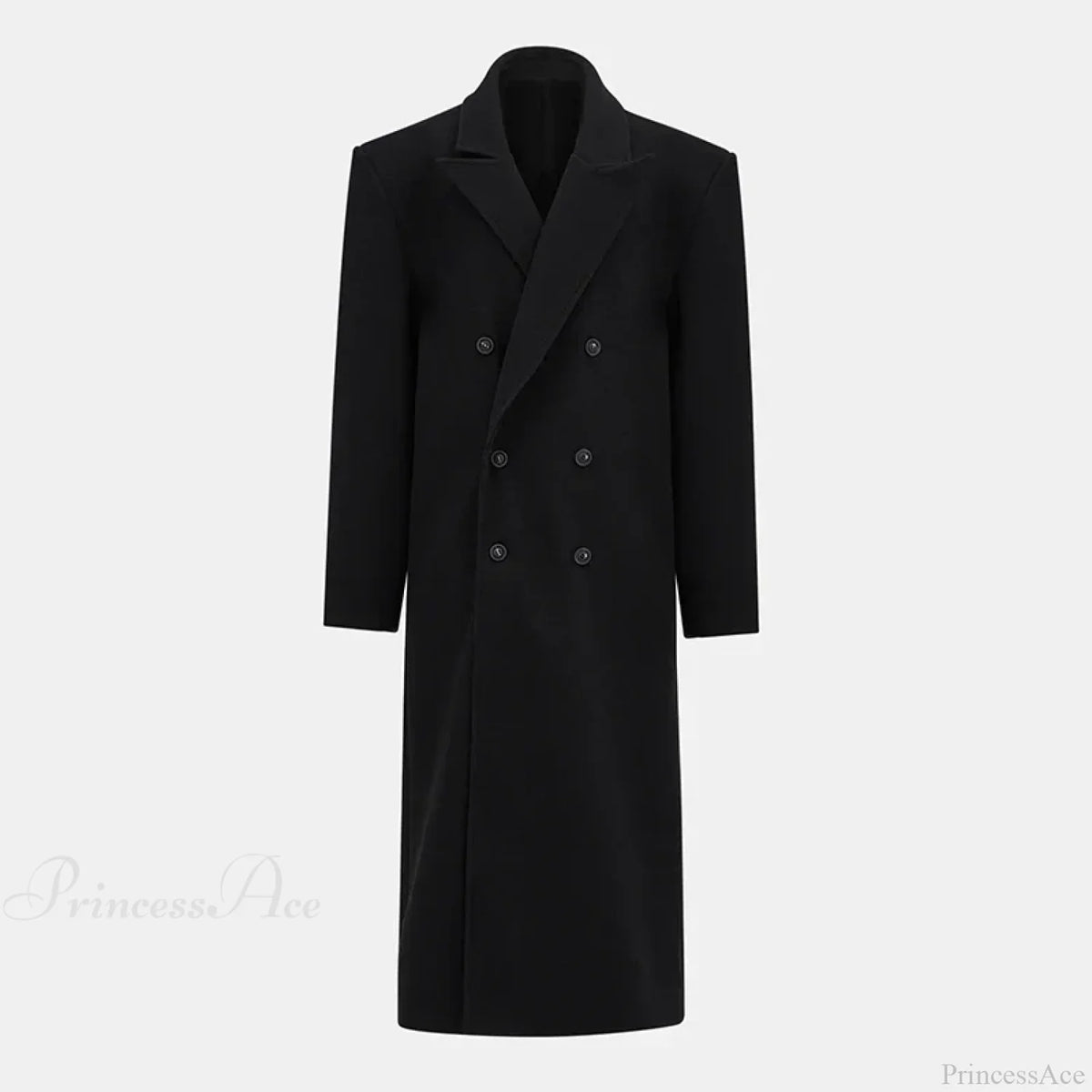 Lapel Woolen Double-Breasted Shoulder Pad Overcoat