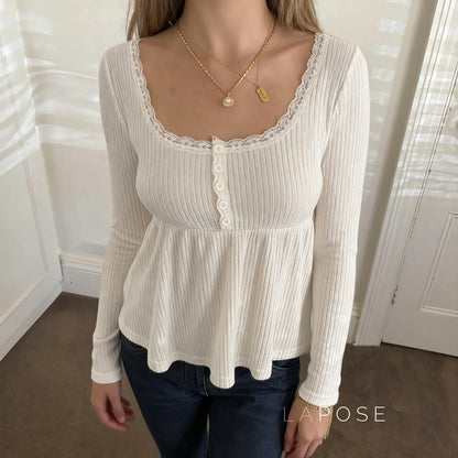 Aaleiya Lace Square Neck Top