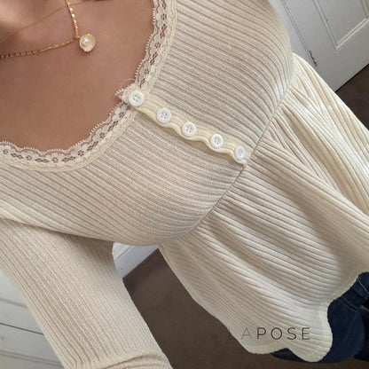 Aaleiya Lace Square Neck Top