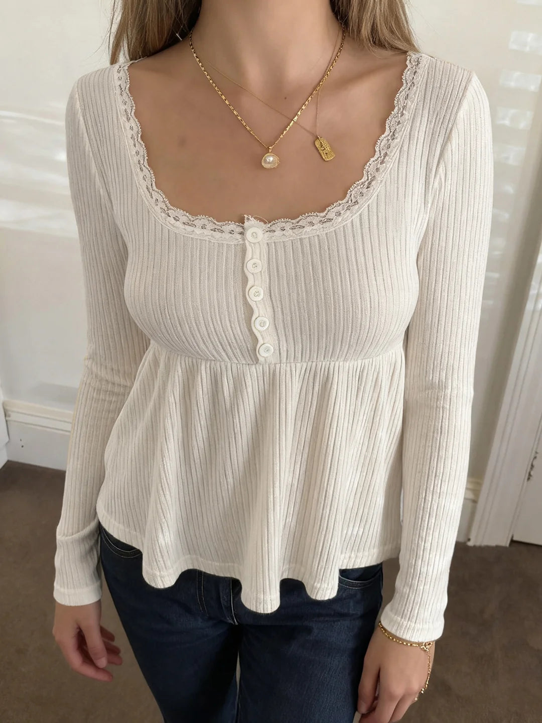 Aaleiya Lace Square Neck Top
