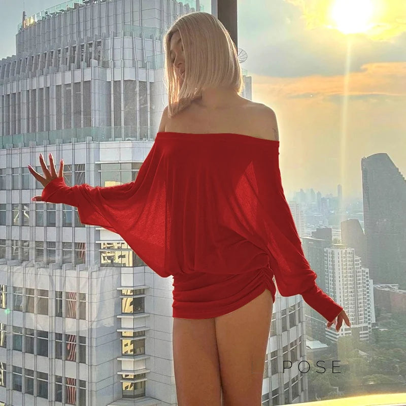 Aaliya Off Shoulder Ruched Mini Dress