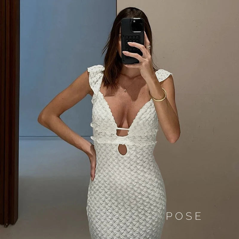Abby Backless Lace-Up Maxi Dress