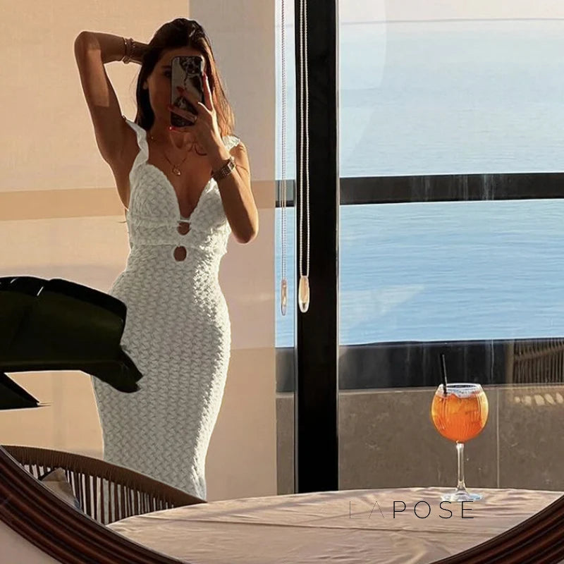 Abby Backless Lace-Up Maxi Dress