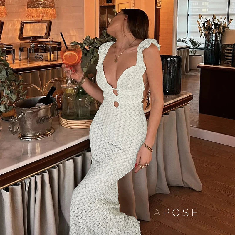 Abby Backless Lace-Up Maxi Dress