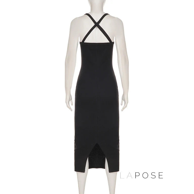 Abrianna Halter Backless Maxi Dress