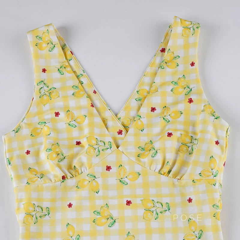 Ada Lemon Floral Maxi Dress