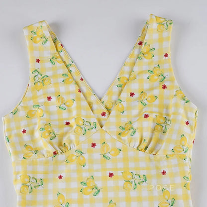 Ada Lemon Floral Maxi Dress