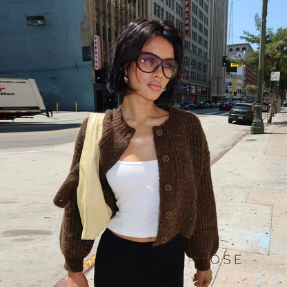 Addilyn Brown Knitted Cardigan
