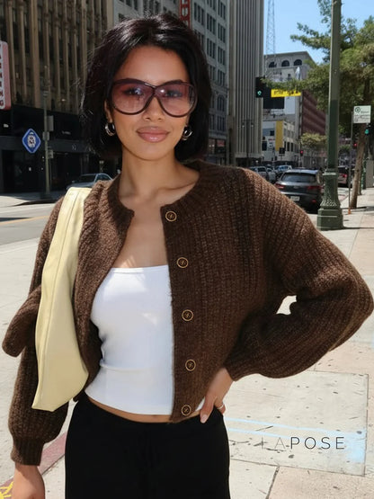 Addilyn Brown Knitted Cardigan