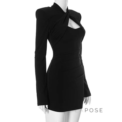 Afnan Twisted Long Sleeve Mini Dress
