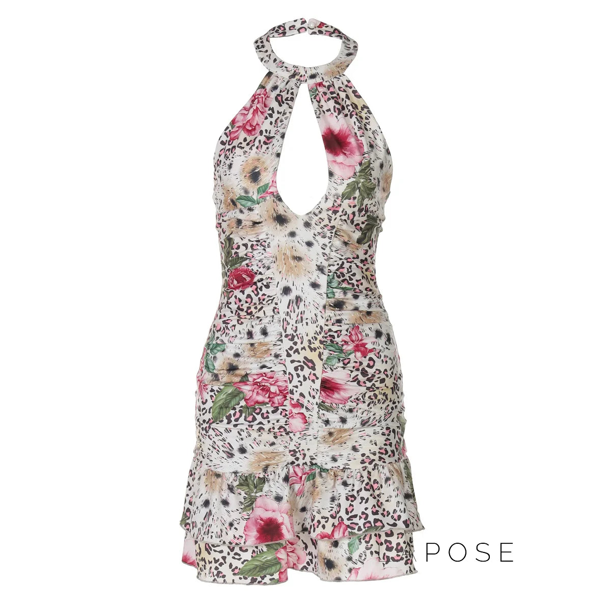 Aislyn Leopard Halter Mini Dress