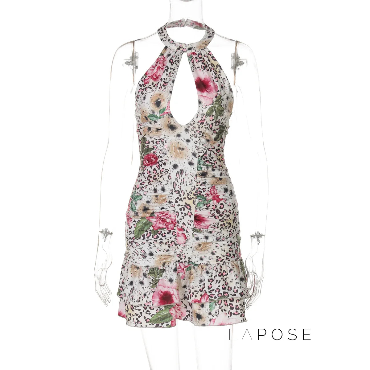 Aislyn Leopard Halter Mini Dress