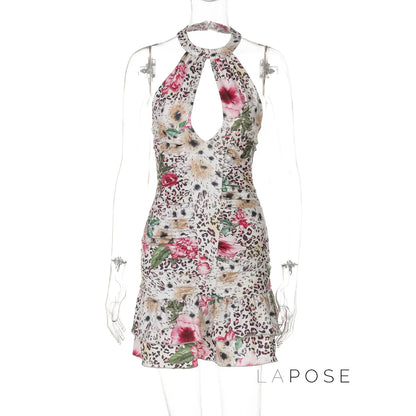 Aislyn Leopard Halter Mini Dress