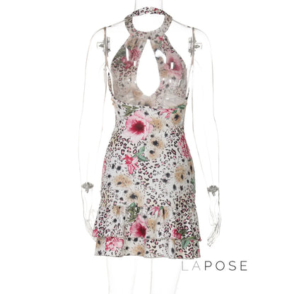 Aislyn Leopard Halter Mini Dress