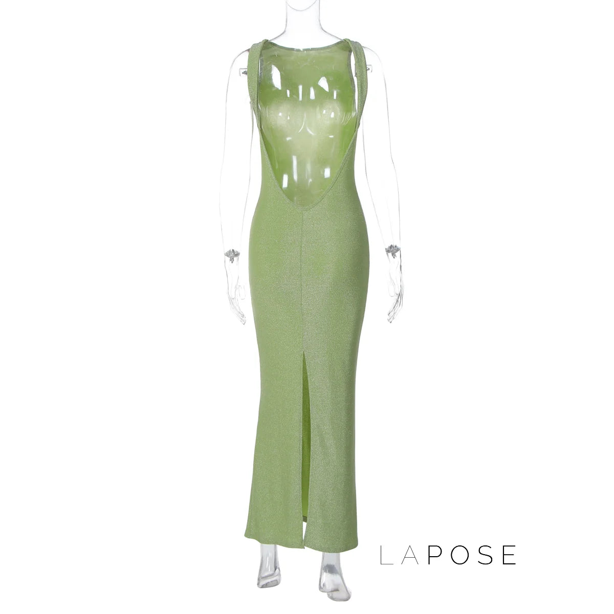 Akilah Shiny Backless Slit Dress