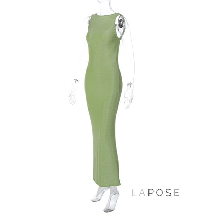 Akilah Shiny Backless Slit Dress