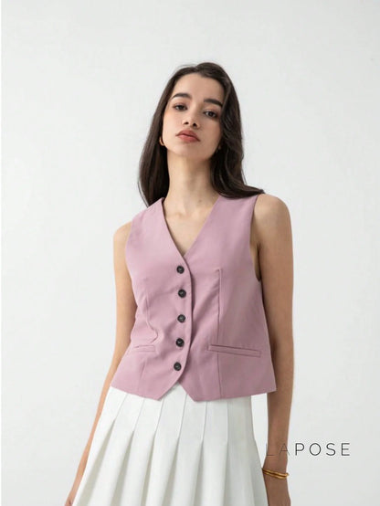 Alaa Button-Up Crop Vest
