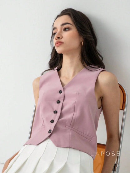 Alaa Button-Up Crop Vest