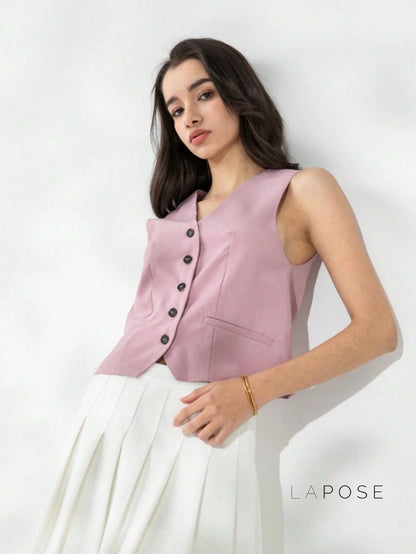 Alaa Button-Up Crop Vest