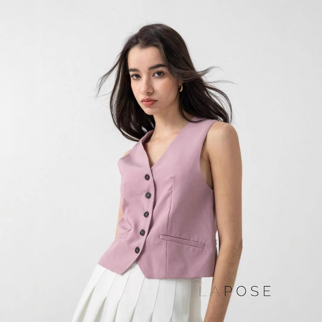 Alaa Button-Up Crop Vest