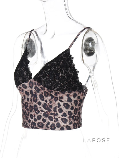 Alania Leopard Print V-Neck Crop Top
