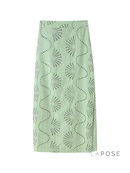 Alaura Green Embroidered Skirt Set