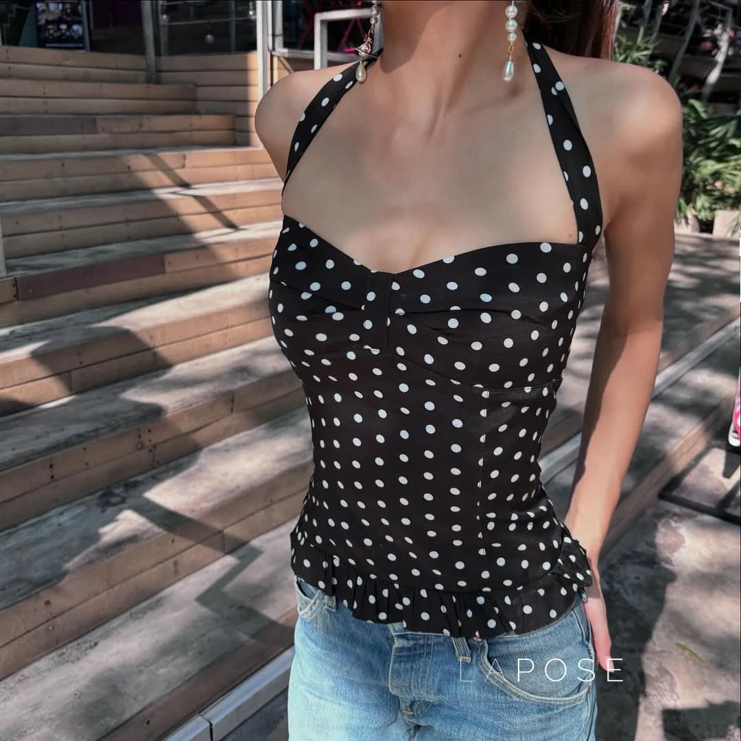 Alaura Polka Dot Halter Top