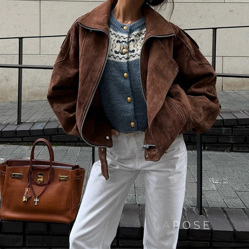 Alayiah Retro Faux Suede Jacket
