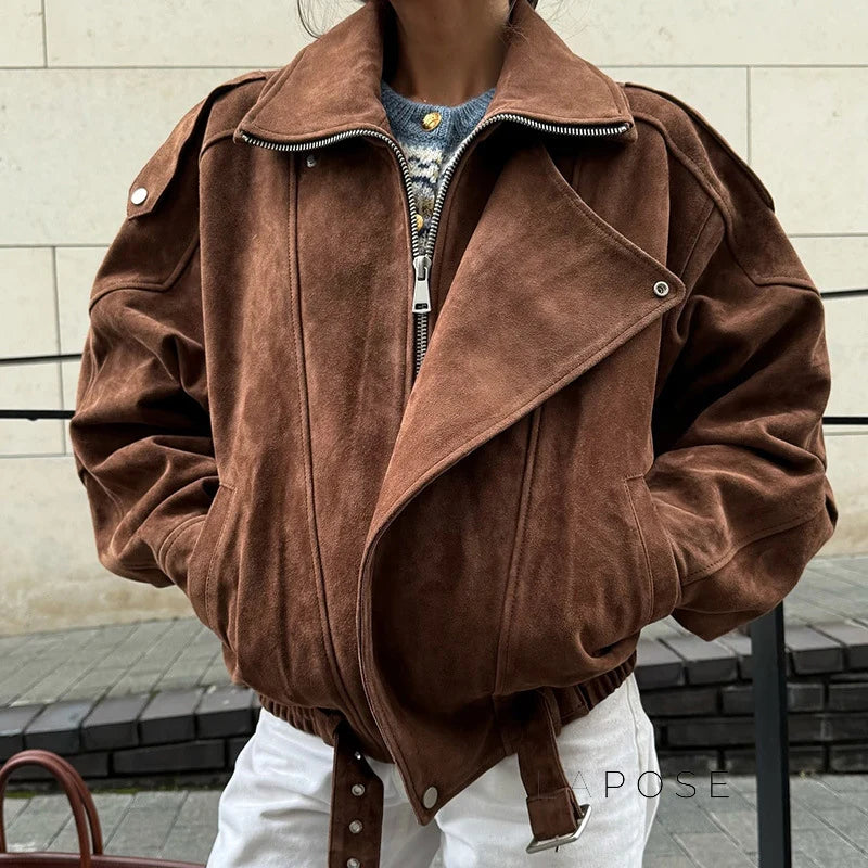 Alayiah Retro Faux Suede Jacket
