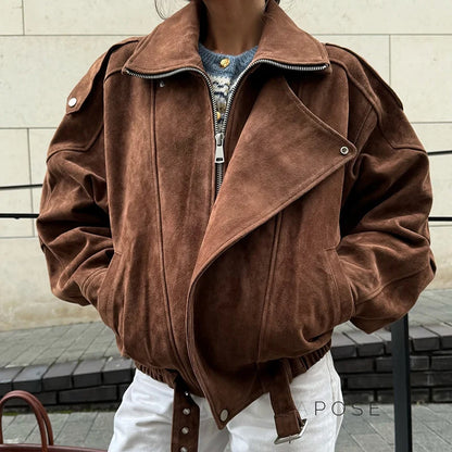 Alayiah Retro Faux Suede Jacket