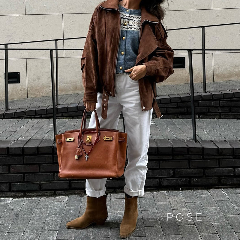Alayiah Retro Faux Suede Jacket